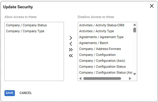 Table Setup Customization